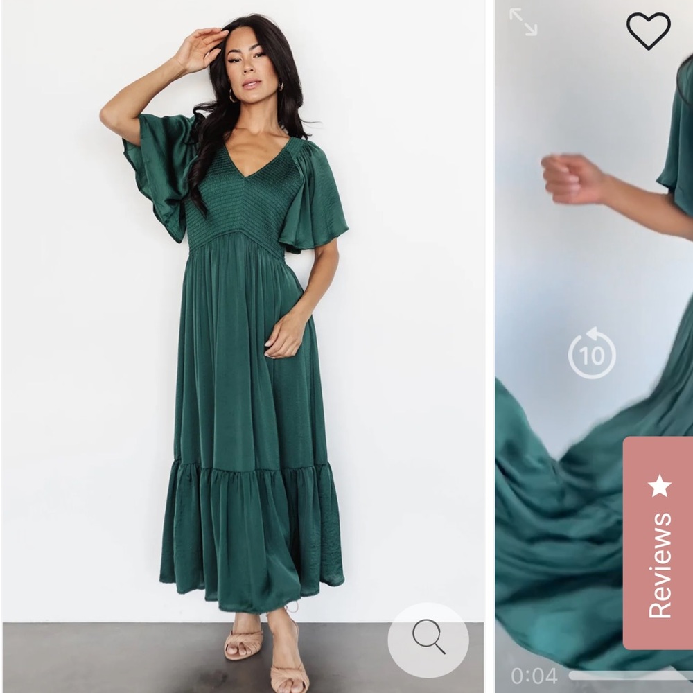 Baltic Born Green Tiered Ruffled Maxi Dress